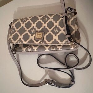 Dooney & Bourke Gray and Cream Logo Crossbody